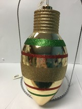 ex15311B glass ornament large bulb 10” x 5” looks like C-7 gold see pict... - $272.75 MXN