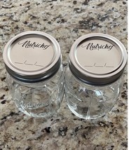 NutriChef 2 Glass Clear Mason Jars 16 oz  Stainless Steel 3.2&quot;L x 2.75&quot;W... - $21.92 CAD