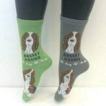 2 PAIRS Foozys Women&#39;s Socks Basset Hound, Canine Collection, Dog Print, NEW - £7.20 GBP