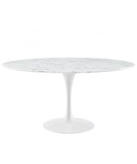 60&quot; Round Tulip Dining Table White Artificial Marble Top Lacquered Metal... - €1.112,82 EUR