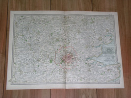 1897 Original Antique Map Of Vicinity Of London / England - $30.65