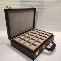 Briefcase for Coins Brown PU Leather, Including 3 Trays Numis IN Ve - £176.27 GBP