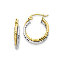 Finest Gold 17 x 19 mm 10K Two-Tone Textured Twist Hoop Earrings, Pair - £103.51 GBP