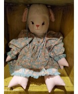 Handmade Rag Doll Lamb Sheep Folk Art Stuffed Lamb 22” Dress  . Signed - £25.74 GBP