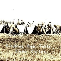 Vintage Real Photo Post Card RPPC Pitching Pup Tents Camp Callan WW2 Military - £3.94 GBP