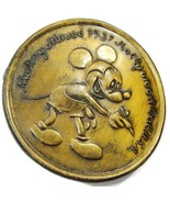 1937 Belt Buckle Disney &amp; Tiffany NY Round Mickey Mouse Brass Vtg Hollyw... - £77.39 GBP