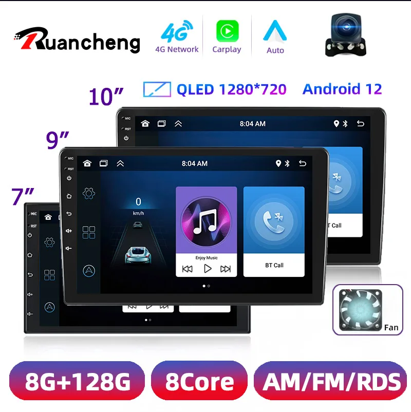 2 din Android 12 Car Radio Multimedia Player Universal 7 9 10&quot; Carplay Stereo 4G - £43.75 GBP+