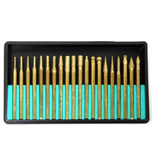 20 pc 150 grit Titanium Coated Diamond Burr Set Drill Bits Grinder Polis... - $7.06