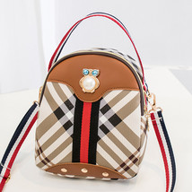 Women&#39;s Plaid Backpack Casual Backpack Contrast Color Handbag Shoulder Bag - £24.41 GBP