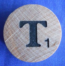 WordSearch Letter T Tile Replacement Wooden Round Game Piece Part 1988 Pressman - $1.22