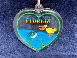 Vintage Souvenir Keyring Florida Usa Keychain Bird &amp; Fish Talk Ancien Porte-Clés - $8.37