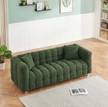 Green Teddy Fleece Sofa (80&quot;) w/ Pillows - $590.99