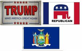 3x5 Trump White #2 &amp; Republican &amp; State of New York Wholesale Set Flag 3&#39;x5&#39; - £11.76 GBP