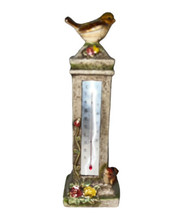 Thermometer VTG Ceramic 3D Garden Bird  Indoor Out Tall Temperature Floral Tan - £11.09 GBP