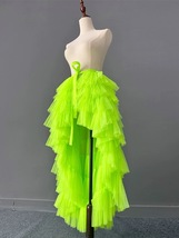 GREEN High Low Layered Tulle Skirt Holiday Outfit Women Hi-lo Wrap Tulle Skirts image 2