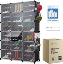 Shoe Organizer Cabinet: Holds Up To 72 Pairs Of Shoes; Portable, Clear, Plastic, - £124.14 GBP