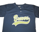 Milwaukee Brewers adult large L screen print jersey style blue shirt top... - £7.13 GBP