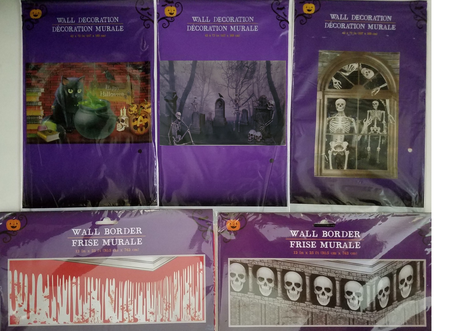 Halloween Wall Murals &amp; Borders Mural Border Skeletons Cats Skulls, Sele... - $2.96+