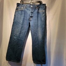 Levi&#39;s Mens 501 Classic Straight Jeans Blue Medium Wash Button Fly Denim... - £14.76 GBP