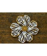 Vintage Costume Jewelry TRIFARI White Enamel Dogwood Flower Brooch Pin G... - $28.70