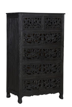 35" Black Solid Wood Six Drawer Chest - $35,832.74 MXN