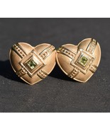 Etruscan Style 14K Gold Peridot Heart Shaped Clip on Earrings Shepel &amp; C... - $755.00