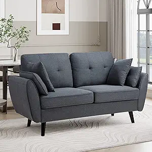 63&quot; Modern Fabric Loveseat Sofa Couch For Living Room Upholstered 2-Seat... - $577.99