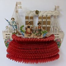 Victorian Antique Vintage Germany Diecut Foldout Boat Ship VALENTINES DAY Card - £439.56 GBP