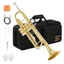 Bb Standard Trumpet Set For Beginner, Brass Student Trumpet Instrument With Hard - £278.91 GBP