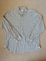 J Crew 2 Ply 100% Cotton Button Down Shirt Mens Size XL 17-17.5 Blue Plaid - $21.78