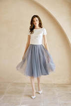Gray High Waisted Tulle Maxi Skirt Plus Size Bridesmaid Tulle Skirt with Train image 2