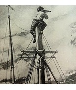 Watching For Spanish Ships From Crows Nest Cuba War 1899 Victorian Print... - $42.22 CAD