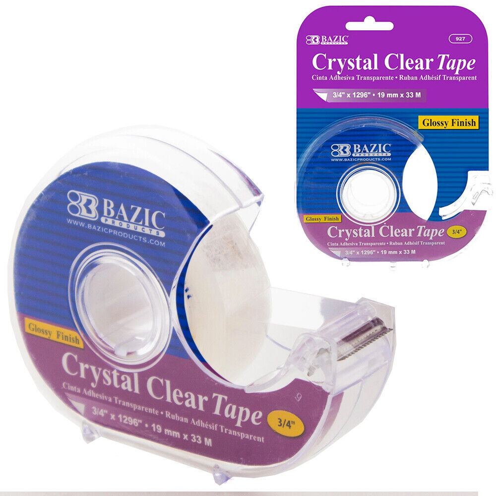10 Rolls Crystal Clear Tape 3/4" X 1296 Transparent Dispenser Cutter Core 1