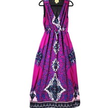 Magic Of Stevie &amp; Lindsey Womens Maxi Dress Sz 1X  Floral V Neck Purple &amp; Pink - £15.95 GBP