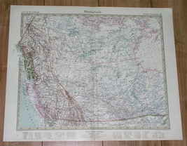 1925 Vintage Map Of Western Canada British Columbia Yukon Alberta Saskatchewan - £17.78 GBP