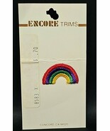 Vintage 1970s ENCORE TRIMS Rainbow Embroidered Sew On Patch 1.5&quot; NIP - $13.85