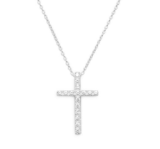 925 Sterling Silver Cross CZ Pendant Chain Necklace Women Men Jewelry 16&quot; Gift - £96.88 GBP