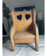 Wood Doll Bear Bench Chair Furniture Plant Stand Heart Cut Out Country F... - $15.00