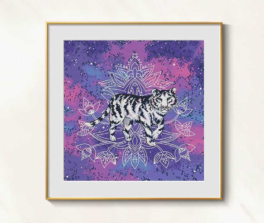 Mandala Tiger Cross stitch pattern pdf - White Tiger cross stitch chart - $14.49