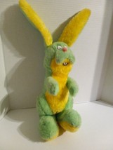 the rushton company rabbit plush green and yellow Stuffed Animal vtg - $25.38