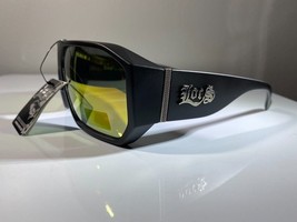 men&#39;s hexagonal shaped sunglasses with black frame and yellow reflective... - $9.50