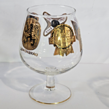 Vintage Gold Logos Gold Base Goblet Snifter Beer Glass 6&quot; Tall .5 Liter - £18.24 GBP