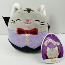 Halloween Squishmallows 4” Vampire Tally the Gray Tabby Cat Closed Eyes NWT - £14.88 GBP