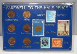 1971-1982 Queen Elizabeth II Great Britain/UK Half Pence Coin &amp; Stamp Set AM616 - £7.89 GBP