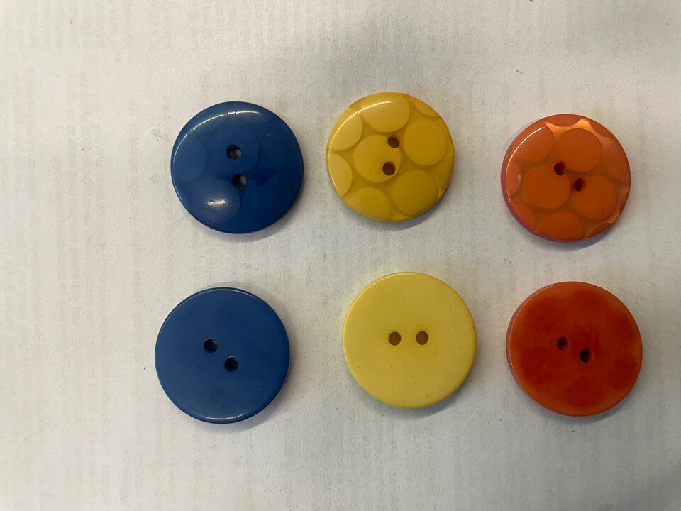 12 Button Acrylic 2 Hole Yellow Royal / Orange Buttons 22 MM - $1.99