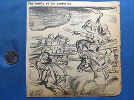 World War 2 WW2 Comic Sketch ORIGINAL From newsprint - BATTLE OF THE CEN... - $19.78