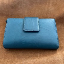 Kohl&#39;s Genuine Leather Safe Keeper Blue 3x5 Wallet - £16.12 GBP