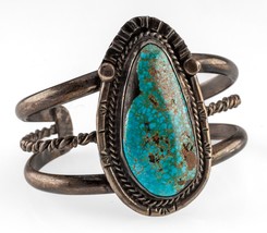 Antique Navajo Sterling Number 8 Turquoise Cuff Bracelet 56.7g - £775.93 GBP