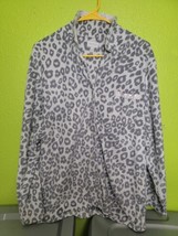 Great Northwest Clothing Sleepwear Top Fleece Leopard Print Button Front... - $9.03