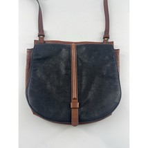 Vintage Fossil Genuine Leather Crossbody Purse Bag Black Brown Messenger 9x10 - £27.91 GBP